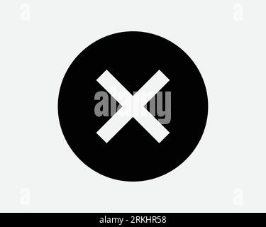 Annuler icône ronde rejeter l'objet non autorisé erreur interdite problème Supprimer Croix X interdit contour Noir blanc forme vecteur symbole signe de clipart Illustration de Vecteur