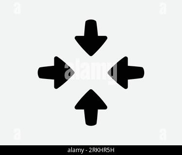 Quatre flèches pointant vers l'icône 4 flèche Zoom vers l'arrière cible pointeur central Croix Noir blanc forme vecteur Clipart Illustration graphique Illustration graphique symbole signe Illustration de Vecteur
