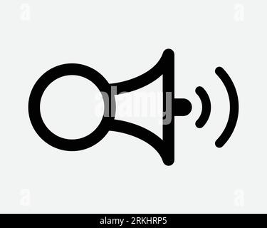 Icône de haut-parleur Haut-parleur Megaphone communication son annonce audio Broadcast Noir blanc contour forme vecteur Clipart Illustration symbole signe Illustration de Vecteur