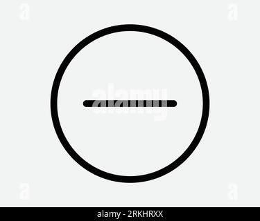 Signe moins icône ronde Zoom arrière cercle négatif bouton circulaire soustraire Math Supprimer réduire Annuler pas de contour de vecteur de symbole de ligne mince noir Illustration de Vecteur