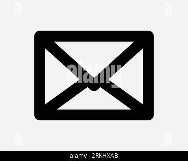 Icône enveloppe courrier courrier courrier courrier courrier électronique communication courrier postal correspondance noire blanc contour forme vecteur Clipart graphique symbole signe Illustration de Vecteur