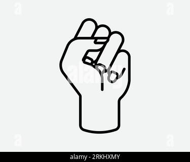 Fist Line icône Femme droit lutte puissance autonomisation Protest Egalité Noir blanc contour forme vecteur Clipart Graphic Artwork Sign symbole Illustration de Vecteur