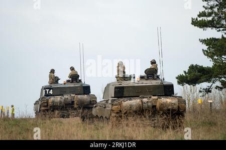 Gros plan d'un char de combat principal Challenger 2 II FV4034 de l'armée britannique situé dans le Wiltshire, au Royaume-Uni Banque D'Images