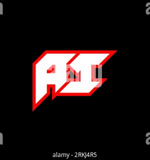 Conception de logo de lettre ai sur fond noir. Concept de logo de lettre d'initiales créatives ai. conception d'icônes ai. Conception d'icône de lettre blanche et rouge ai sur le dos noir Illustration de Vecteur