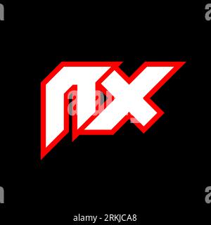 Conception du logo NX, conception initiale de la lettre NX avec un style de science-fiction. Logo NX pour les jeux, eSport, Technology, Digital, Community ou Business. N X sport Modern ITA Illustration de Vecteur