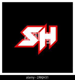 Conception de logo SH, conception initiale de lettre SH avec le style de science-fiction. SH logo pour jeu, eSport, technologie, numérique, Communauté ou entreprise. S H sport Modern ITA Illustration de Vecteur