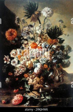 Nature morte avec des fleurs. Années 1680 de Carel de Vogelaer Banque D'Images