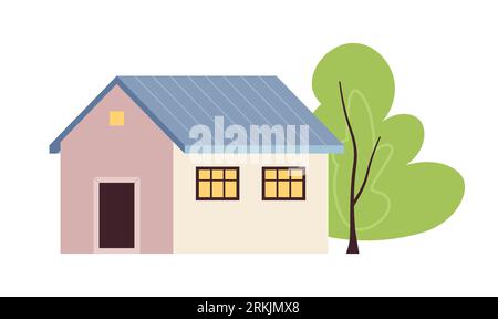 Objet vectoriel de couleur semi-plat maison mignon Illustration de Vecteur