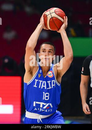 Bulacan, Philippines. 25 août 2023. Matteo Spagnolo de l'équipe italienne de basket-ball masculin vu en action lors du match de coupe du monde de basket-ball masculin FIBA 2023 entre l'Angola et l'Italie à la Philippine Arena. Score final ; Italie 81:67 Angola. (Photo Luis Veniegra/SOPA Images/Sipa USA) crédit : SIPA USA/Alamy Live News Banque D'Images