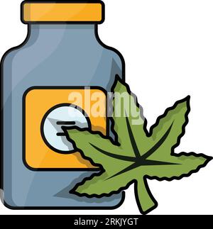 Concept de stockage de feuilles sèches, conception d'icône de vecteur de conteneur de bourgeons séchés, symbole de cannabis et de marijuana, signe thc et cbd, stock de drogues à base de plantes récréatives illu Illustration de Vecteur