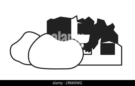 Objet vectoriel plat monochrome de bâtiment immobilier détruit Illustration de Vecteur