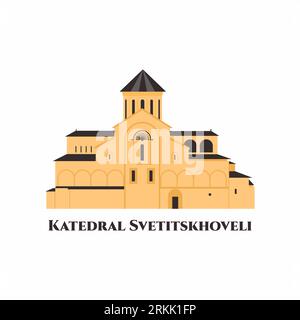 La cathédrale de Svetitskhoveli. Chef-d'œuvre du début et du haut Moyen âge, Svetitskhoveli est reconnu par l'UNESCO comme un site du patrimoine mondial. Voyages Illustration de Vecteur