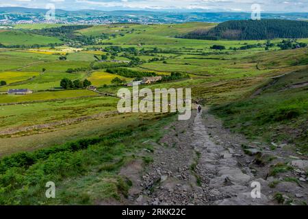 Pendle Hill, Lancashire - vue depuis le haut. Banque D'Images