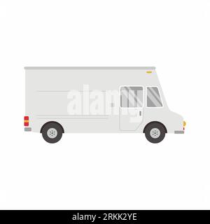 Modèle de vecteur de camion de nourriture pour l'image de marque et la publicité de voiture. Fourgon de livraison isolé sur fond blanc. Illustration vectorielle food truck vue de droite Illustration de Vecteur