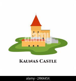 Château de Kaunas. C'est un château médiéval à Kaunas, la deuxième plus grande ville de Lituanie. Il était magnifique et situé près de la vieille ville. Ça vaut le détour. Illustration de Vecteur