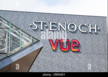 Panneau de cinéma vue au St Enoch Centre, Glasgow, Écosse, Royaume-Uni, Europe Banque D'Images