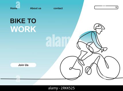 Continu une ligne dessinant l'homme sur une bicyclette. Jeune homme vélo d'équitation noir esquisse linéaire isolé sur fond blanc. Transport écologique Illustration de Vecteur