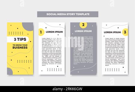 Ensemble de modèle modifiable à la mode pour les messages d'histoires de réseaux sociaux avec combinaison de couleurs pastel jaune, gris et blanc. Concevoir des arrière-plans pour les réseaux sociaux Illustration de Vecteur