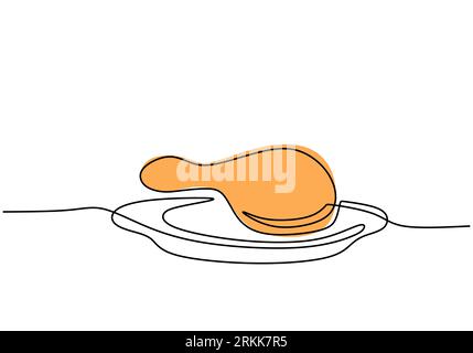 Une seule ligne continue de délicieux poulet frit. Grand poulet frit délicieux dans un style de ligne isolé sur fond blanc. Illustration de Vecteur