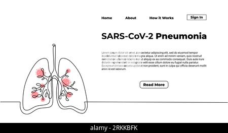 Une ligne continue de poumons isolée sur fond blanc pour la page de destination Web. Illustration de Vecteur