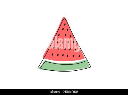 Un dessin à une seule ligne de fruits rouges de pastèque. Jardin de fruits frais d'été dessiné à la main style minimalisme d'art de ligne. Le concept de nourriture saine isolé Illustration de Vecteur