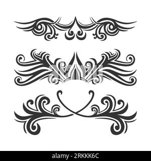 Ensemble d'ornement de modèle de tatouage isolé sur fond blanc. Les thèmes tribaux ethniques peuvent être utilisés comme tatouage corporel ou toile de fond ethnique. Motif décoratif ele Illustration de Vecteur