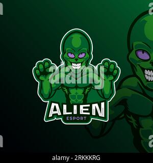 Mascotte logo Alien pour joueur d'eSport Illustration de Vecteur