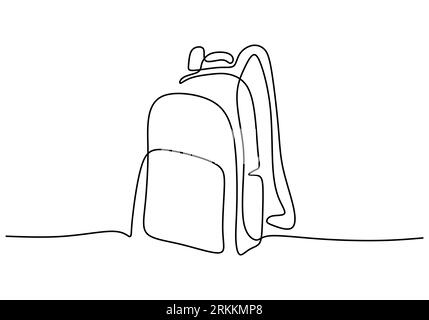 Sac à dos dans le style de dessin de ligne continue. Esquisse de ligne noire de sac à dos sur fond blanc. Sac d'école pour élève de maternelle. Retour à l'école, educat Illustration de Vecteur