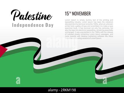 Conception du jour de l'indépendance de la Palestine avec numéro de typographie du 15 novembre. Priez pour le papier peint du drapeau palestinien, affiche, flyer, bannière, t-shirt, publier vecto Illustration de Vecteur