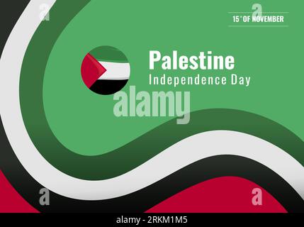 Conception vectorielle pour le 15 novembre, jour de l'indépendance de la Palestine. Fête nationale célébrée. Sauvez la Palestine. Modèle de vecteur pour bannière, affiche de typographie, Illustration de Vecteur