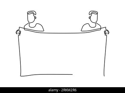 Dessin continu d'une ligne d'un homme apporter bannière de démonstration ou affiche. Journée de la démocratie une ligne concept isolé sur fond blanc. Illustration de Vecteur