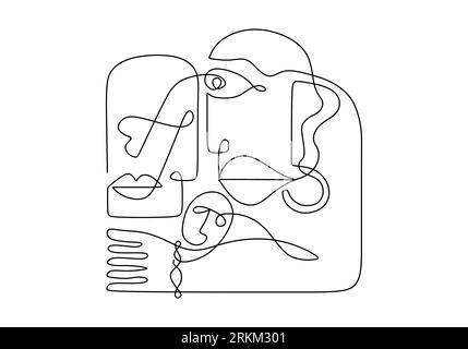 Une ligne continue d'homme primordial abstrait Illustration de Vecteur