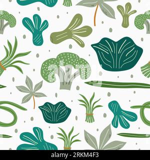 Motif sans couture de légumes frais dessinés à la main Illustration de Vecteur
