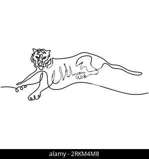 Dessin continu d'une ligne de saut de tigre Illustration de Vecteur