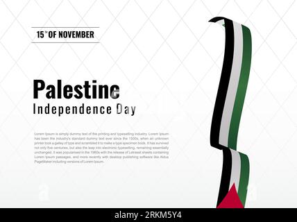 Conception du jour de l'indépendance de la Palestine avec numéro de typographie du 15 novembre. Priez pour le papier peint du drapeau palestinien, affiche, flyer, bannière, t-shirt, publier vecto Illustration de Vecteur