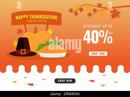 Joyeux jour de Thanksgiving avec des feuilles d'automne. Lettrage de calligraphie moderne manuscrit. Modèle de vacances pour carte de voeux, invitation, bannière, etc Vect Illustration de Vecteur