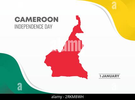 Affiche de bannière de fond du jour de l'indépendance du Cameroun pour la célébration le 1 janvier. Illustration de Vecteur