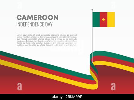 Affiche de bannière de fond du jour de l'indépendance du Cameroun pour la célébration le 1 janvier. Illustration de Vecteur
