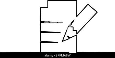 Document de testament et dernier testament sur l'icône de contour de défilement. Testament holographique, testament auto-prouvé ou notarié sur rouleau. Dessin continu d'une ligne. V Illustration de Vecteur