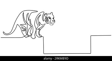 Dessin continu d'une ligne de grand tigre debout Illustration de Vecteur