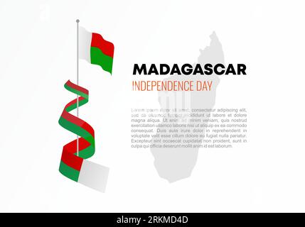 Affiche de fond de la journée de l'indépendance de Madagascar pour la célébration nationale le 26 juin. Illustration de Vecteur