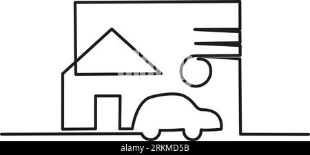 Stroke modifiable location ou achat maison ou voiture contrat de processus immobilier, argent, maison. Dessin continu d'une ligne. Illustration vectorielle Illustration de Vecteur