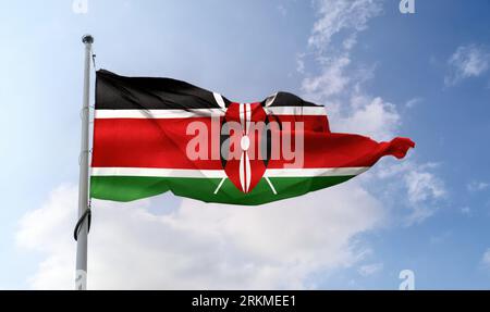 Drapeau du Kenya - drapeau en tissu ondulant réaliste Banque D'Images