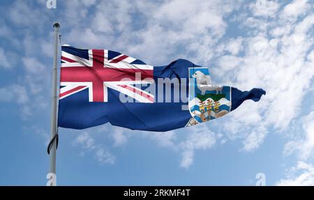 Drapeau des îles Falkland - drapeau en tissu ondulant réaliste Banque D'Images