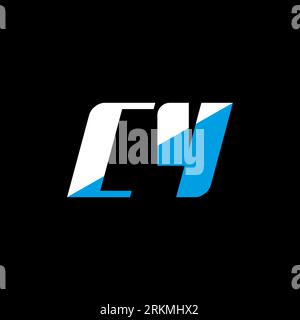 Design de logo de lettre CY sur fond noir. Concept de logo de lettre d'initiales créatives CY. motif icône cy. Design d'icône de lettre blanche et bleue CY sur bac noir Illustration de Vecteur