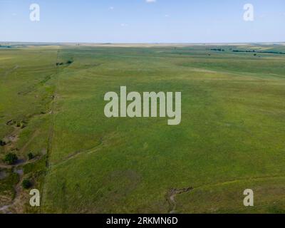 Prairie vista à Tallgrass Prairie National Preserve près de Strong City, Kansas, États-Unis. Banque D'Images