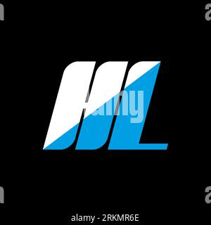 Conception de logo de lettre HL sur fond noir. Concept de logo de lettre d'initiales créatives HL. design hl icon. HL design d'icône de lettre blanche et bleue sur bac noir Illustration de Vecteur