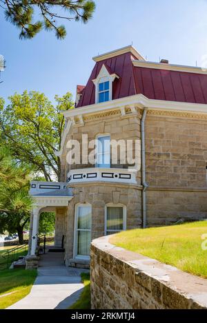 Le ranch en calcaire préservé à Tallgrass Prairie National Preserve près de Strong City, Kansas, États-Unis. Banque D'Images