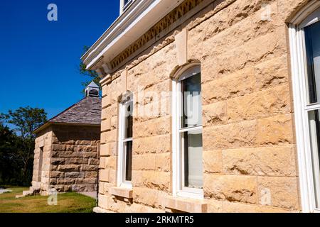 Le ranch en calcaire préservé à Tallgrass Prairie National Preserve près de Strong City, Kansas, États-Unis. Banque D'Images