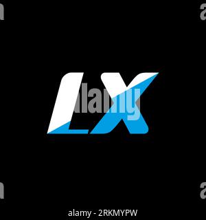 Design de logo de lettre LX sur fond noir. LX Creative initiales logo concept. Design d'icône LX. Design d'icône de lettre blanche et bleue LX sur bac noir Illustration de Vecteur